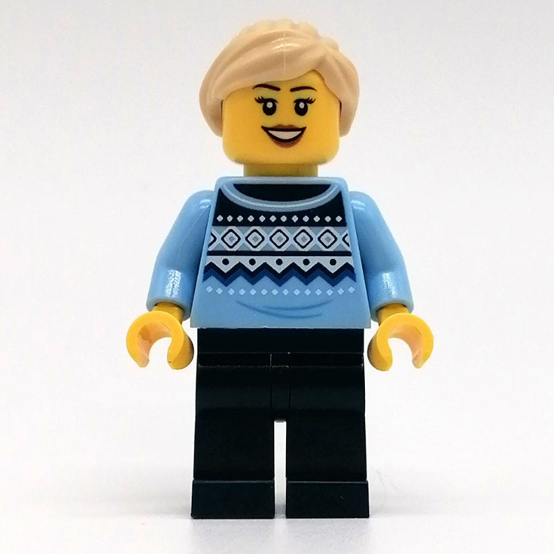 fig-014423 – Bright Light Blue Torso, Dark Blue Legs, Tan Hair