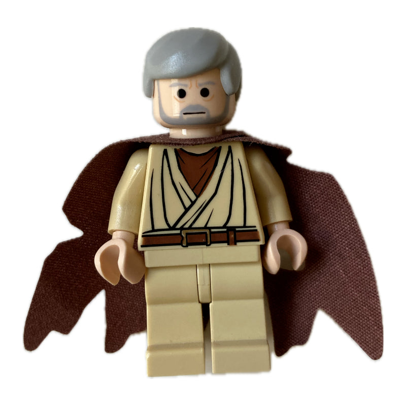 fig-014455 – Obi-Wan Kenobi, Old, Tan Robes, Hair, Black Eyes, Tattered Cape