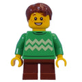 fig-014488 – Kid - Bright Green Torso, Reddish Brown Legs, Reddish Brown Hair