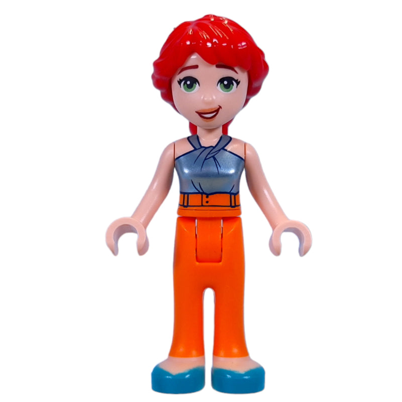 fig-014516 – Mia - Adult, Metal Blue Top, Orange Pants