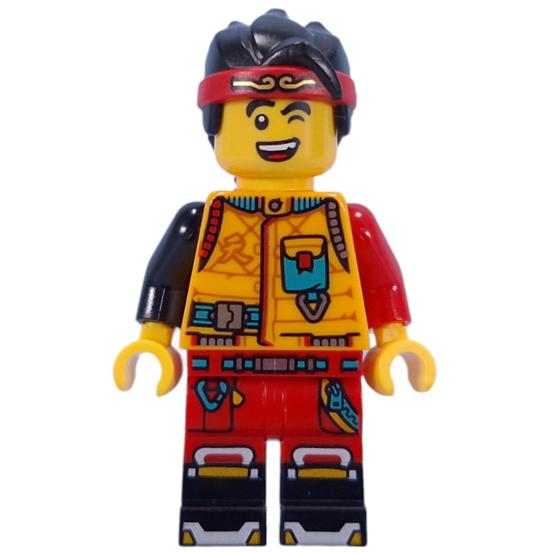fig-014534 – Monkie Kid, Bright Light Orange Jacket, Winking