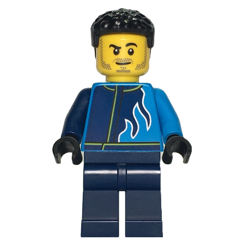 fig-014628 – Race Driver, Dark Blue and Dark Azure Racing Suit