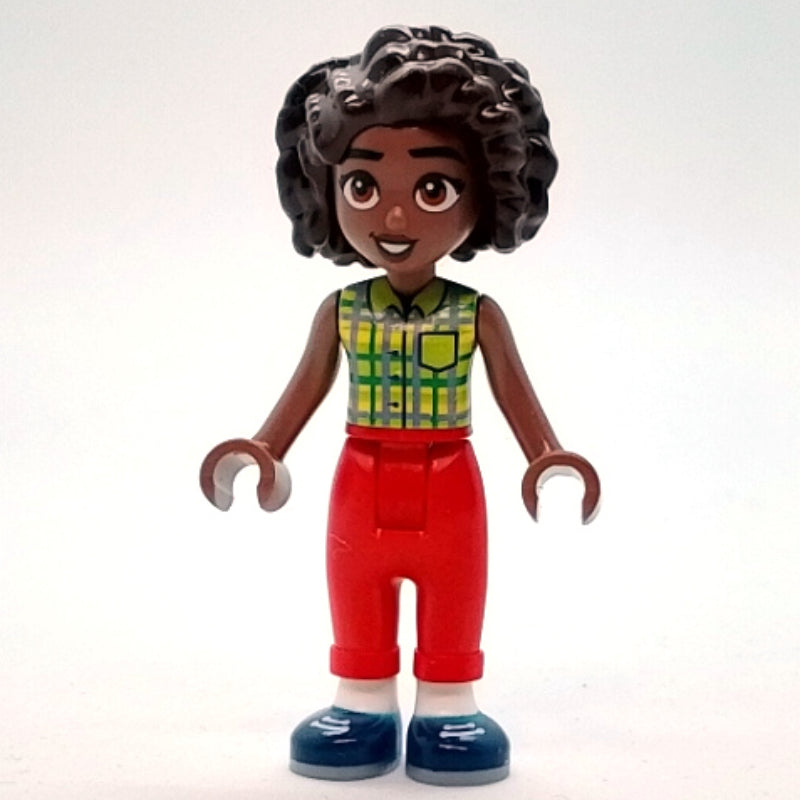 fig-014640 – Aliya - Lime and Bright Green Tartan Shirt, Red Pants