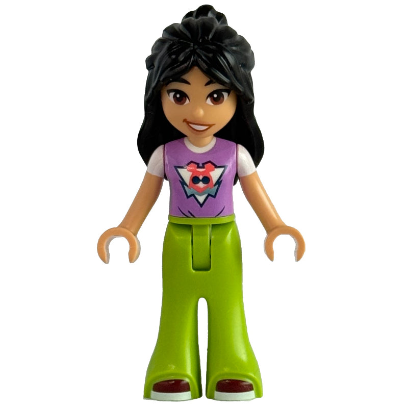fig-014659 – Liann - Medium Lavender Top, Lime Pants, Smile