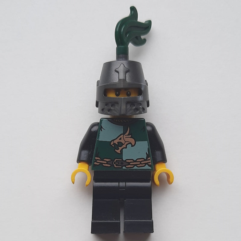 fig-014710 – Dragon Knight, Dark Green, Helmet with Dark Green Plume, Moustache and Stubble (Pearl Titanium)