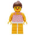 fig-014727 – Woman, Pink Top with Spots, Yellow Legs, Brown Hair - Open Mouth