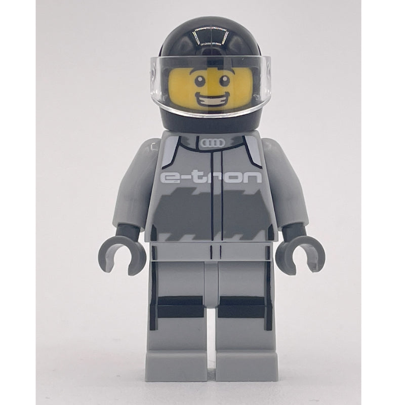 fig-014818 – Race Driver - Light Bluish Grey Racing Suit, Black Helmet