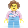 fig-014968 – Kid, Bright Pink Torso, Bright Light Blue Legs, Reddish Brown Hair