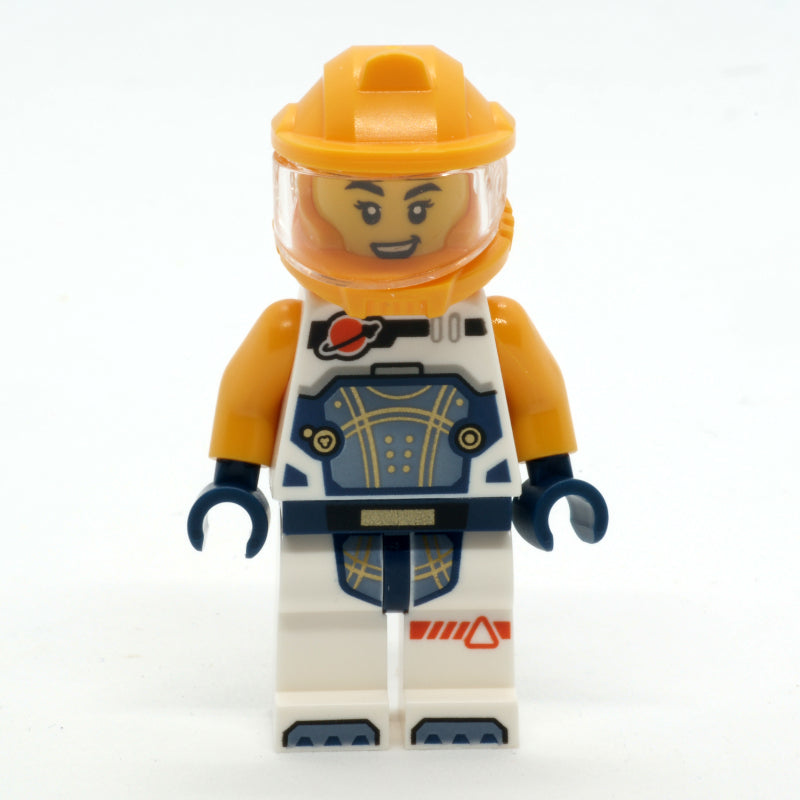fig-014995 – Astronaut, White Spacesuit, Bright Light Orange Armor Helmet