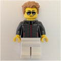 fig-015188 – Race Driver - Dark Bluish Grey Torso, White Legs, Medium Nougat Hair