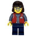 fig-015196 – LEGO Employee, Red Jacket, Dark Blue Legs, Glasses