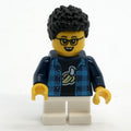 fig-015209 – Boy, Dark Blue Plaid Shirt, Short White Legs, Glasses
