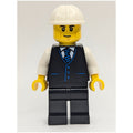fig-015216 – Construction Foreman, Black Suit, White Hard Hat
