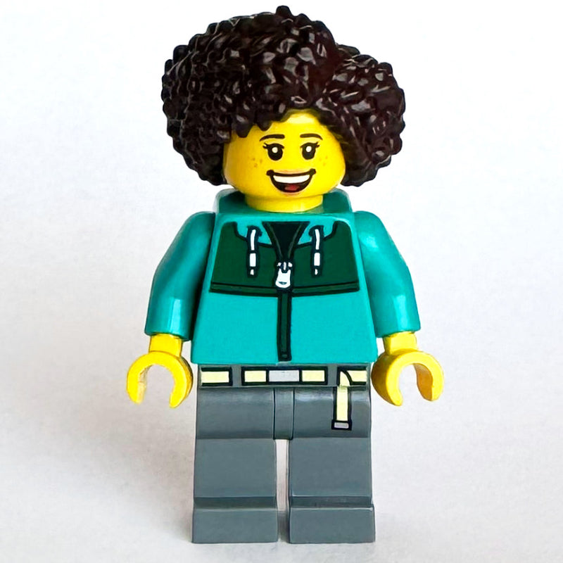 fig-015225 – Woman, Dark Turquoise Jacket, Dark Bluish Gray Legs