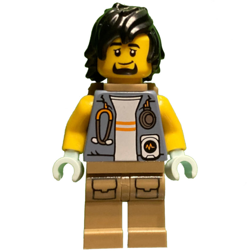 fig-015226 – Vet, Sand Blue Jacket, Dark Tan Legs, Black Hair and Goatee, Backpack