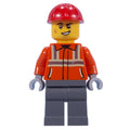 fig-015230 – Construction Worker, Reddish Orange Jacket, Red Hard Hat