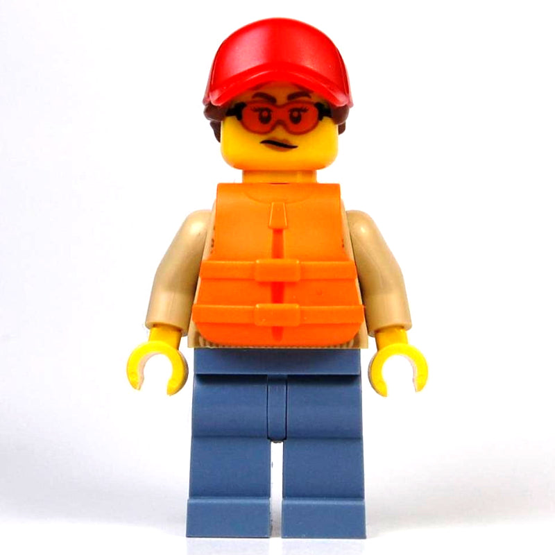 fig-015242 – Tan Torso, Sand Blue Legs, Sunglasses, Red Cap, Orange Life Vest