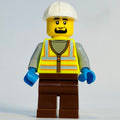 fig-015246 – Harbor Worker, Vibrant Yellow Safety Vest, Reddish Brown Legs, White Helmet