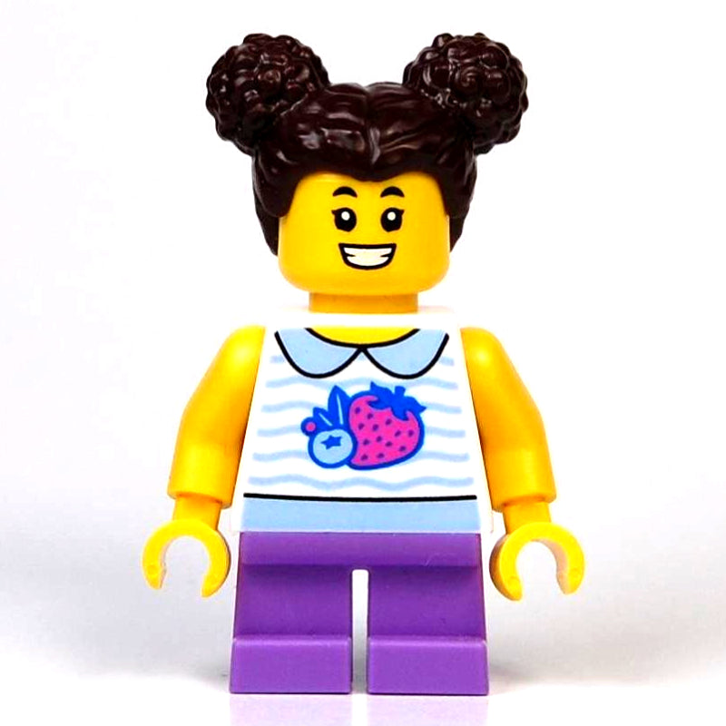 fig-015247 – Kid, White Torso, Medium Lavender Legs, Dark Brown Hair