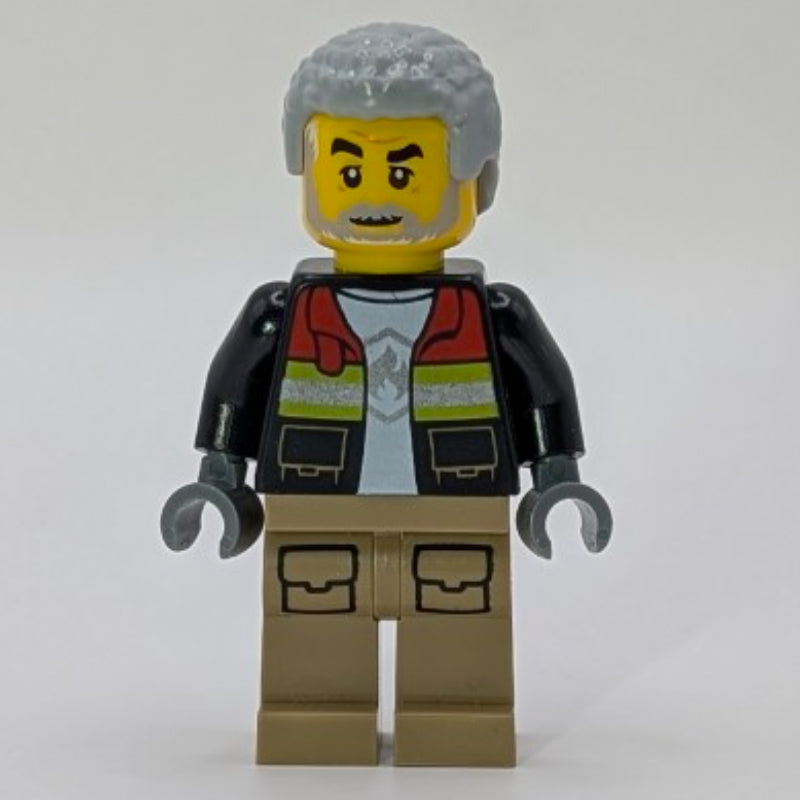fig-015353 – Firefighter, Open Jacket, Dark Tan Legs, Light Bluish Gray Hair