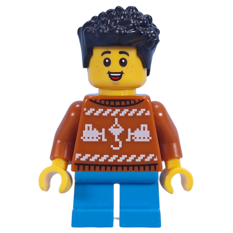 fig-015467 – Kid, Dark Orange Sweater, Dark Azure Legs, Black Hair