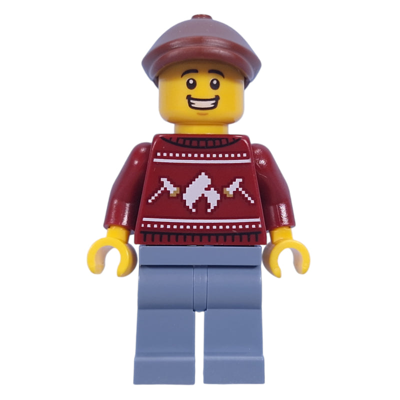 fig-015469 – Dark Red Sweater, Sand Blue Legs, Reddish Brown Cap