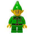 fig-015556 – Elf / Postal Elf - Bright Green Torso, Green Legs, Bright Green Hat, Dark Green Collar, Teeth Smile