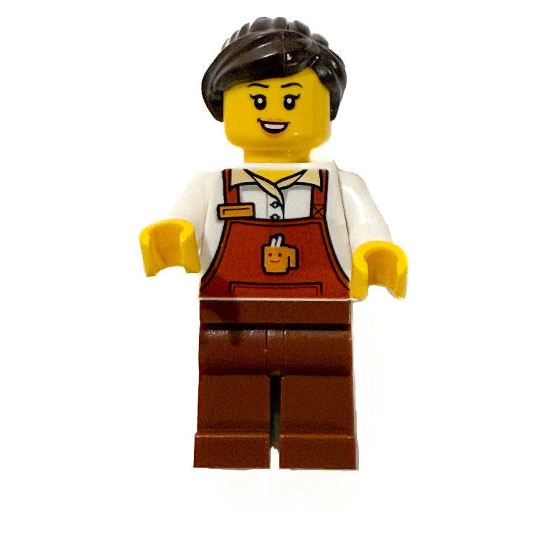 fig-015632 – Barista, Reddish Brown Apron, Dark Brown Hair