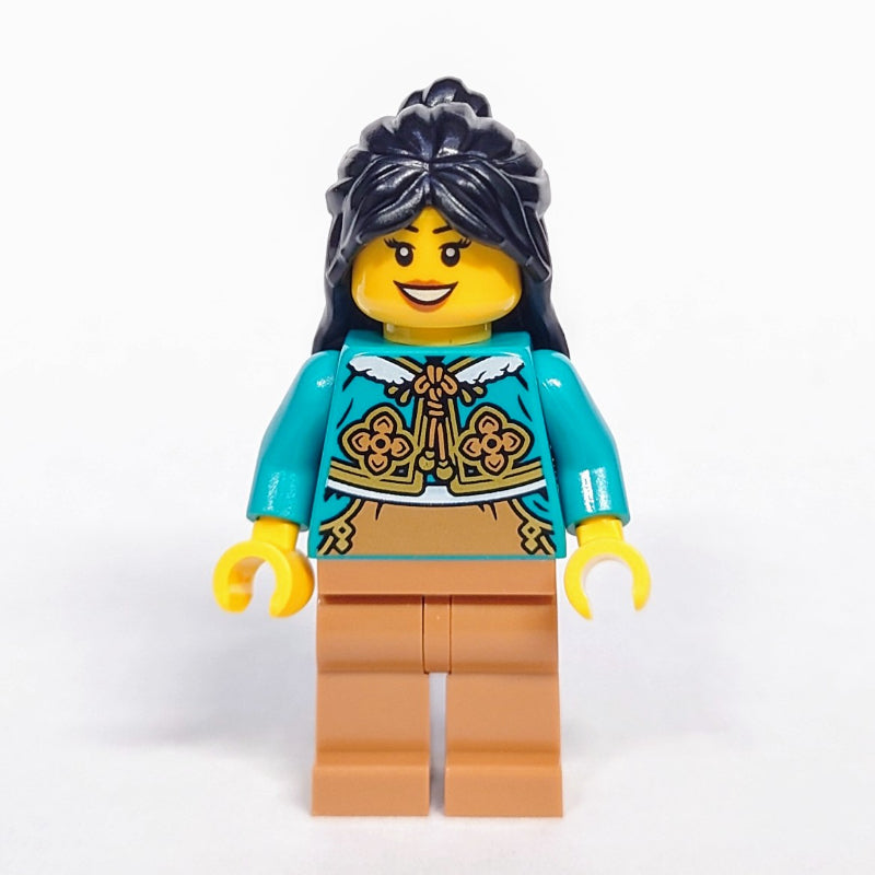 fig-015693 – Dark Turquoise Torso, Medium Nougat Legs, Black Hair