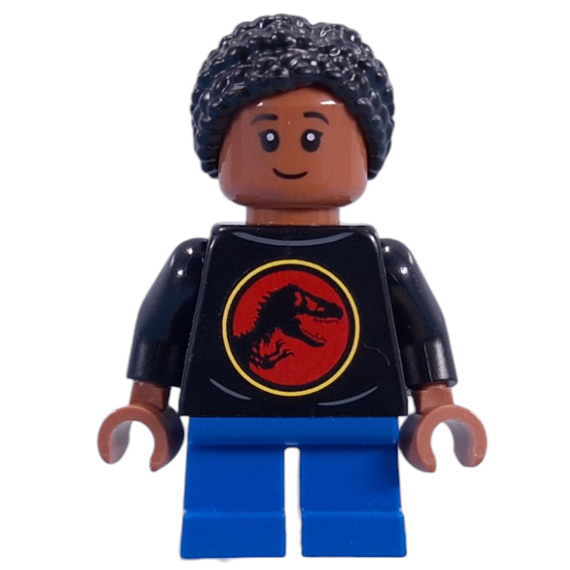 fig-015700 – Kid, Jurassic Park Shirt, Blue Legs, Black Hair