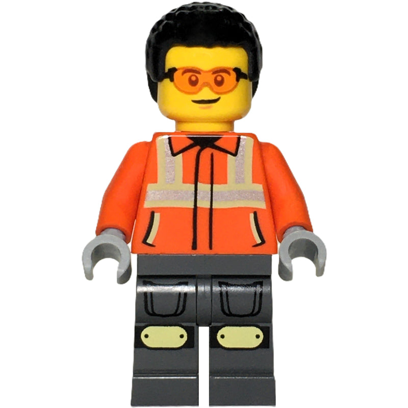 fig-015733 – Construction Worker, Reddish Orange Jacket, Black Hair