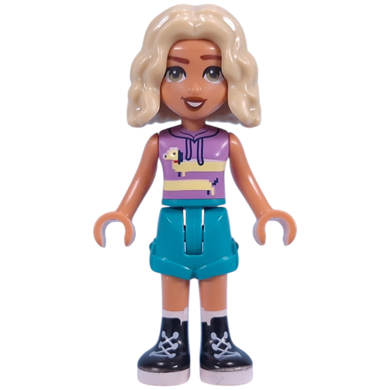 fig-015763 – Nova - Medium Lavender Top, Dark Turquoise Shorts