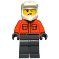fig-015935 – Pit Crew, Reddish Orange Torso, Dark Bluish Grey Legs, Female, Wink