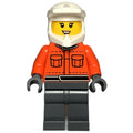 fig-015936 – Pit Crew, Reddish Orange Torso, Dark Bluish Grey Legs, Female, Smile