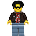 fig-015978 – Car Driver, Dark Brown Jacket, Sand Blue Legs