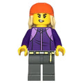 fig-015980 – Skateboarder, Dark Purple Torso, Dark Bluish Grey Legs, Reddish Orange Helmet