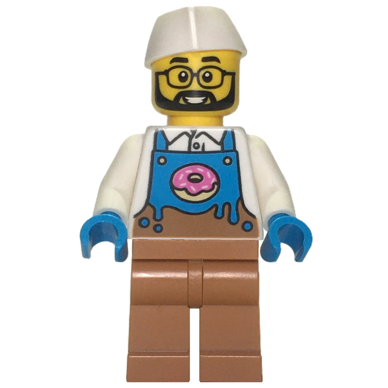 fig-015981 – Donut Vendor, White Torso, Medium Nougat Legs, White Hat