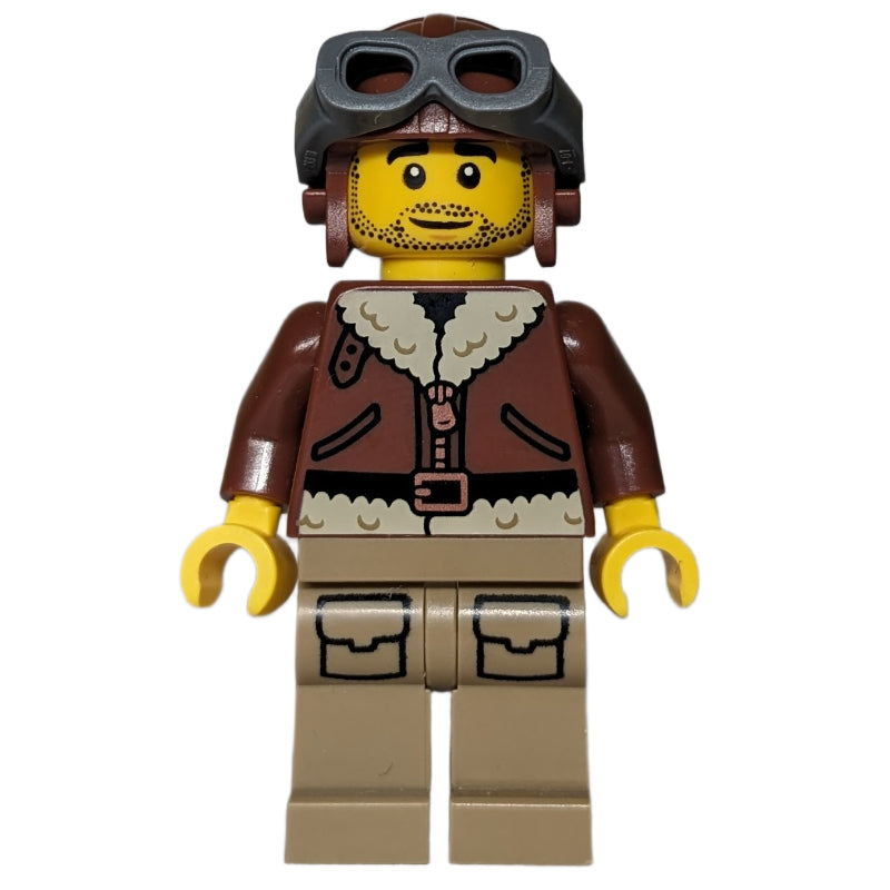 fig-016032 – Pilot, Reddish Brown Torso, Dark Tan Legs, Reddish Brown Hat