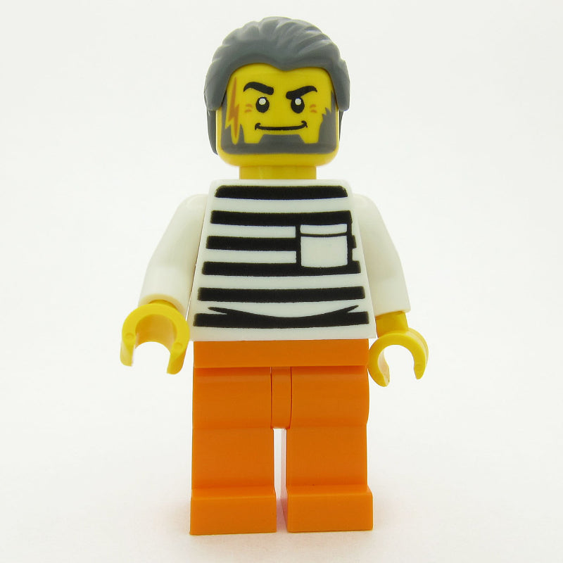 fig-016119 – Criminal, Black and White Striped Shirt, Orange Legs, Dark Bluish Gray Hair