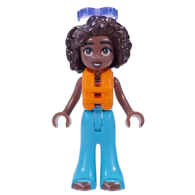 fig-016289 – Aliya - White Shirt, Medium Azure Pants, Sunglasses, Lifevest