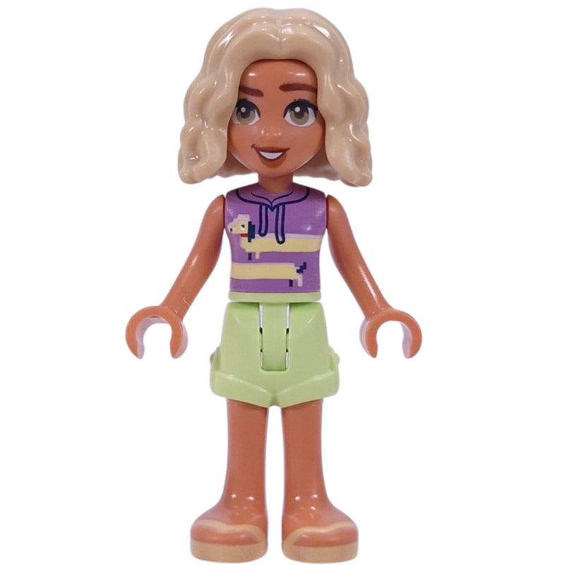 fig-016300 – Nova, Lavender Top, Yellowish Green Skirt