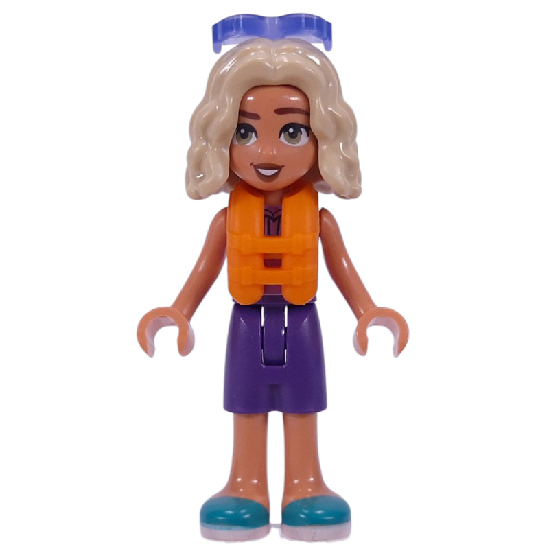 fig-016304 – Nova - Lavender Top, Dark Purple Shorts, Life Vest, Sunglasses