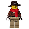 fig-016336 – Explorer, Reddish Brown Jacket, Dark Brown Hat, Red Scarf
