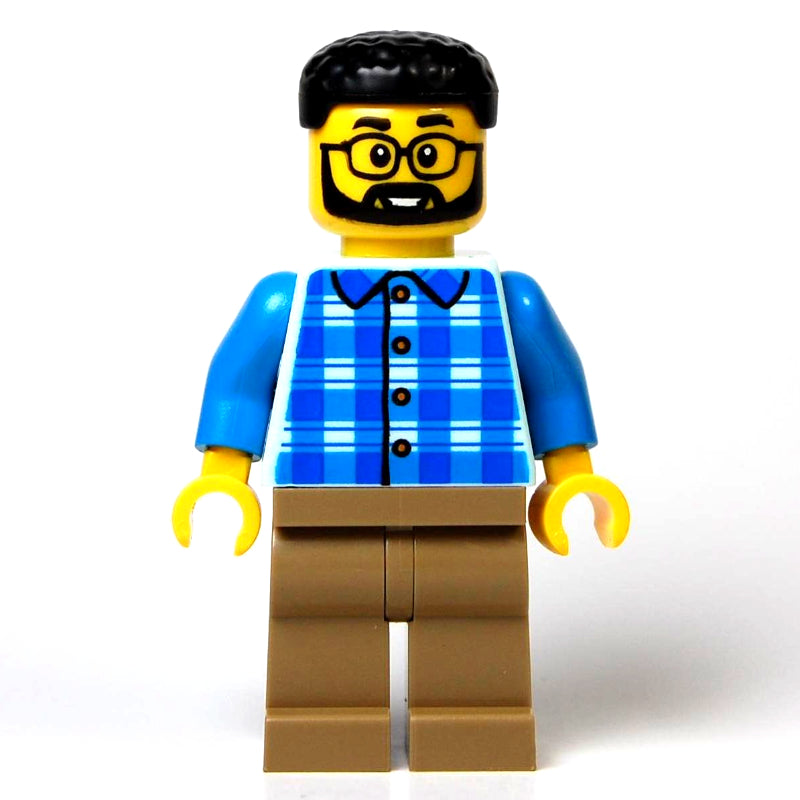 fig-016384 – Man, Light Aqua Torso, Dark Tan Legs, Black Hair