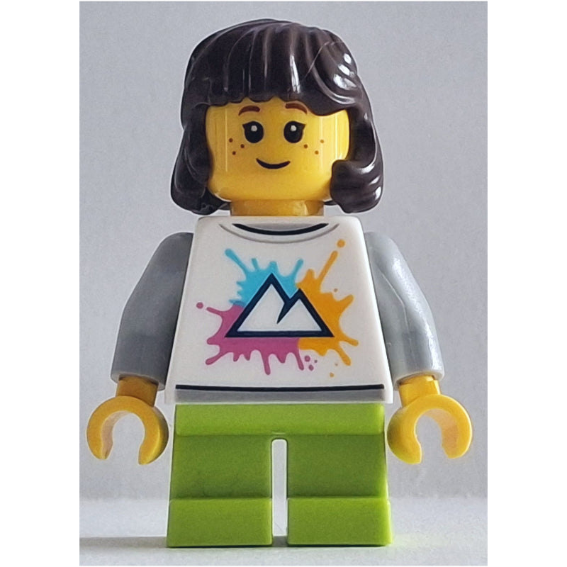 fig-016386 – Girl, White Torso, Short Lime Legs, Dark Brown Hair