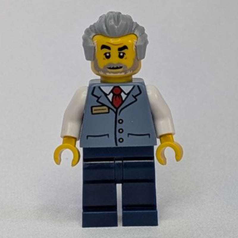 fig-016387 – Train Operator, Sand Blue Vest, Dark Blue Legs