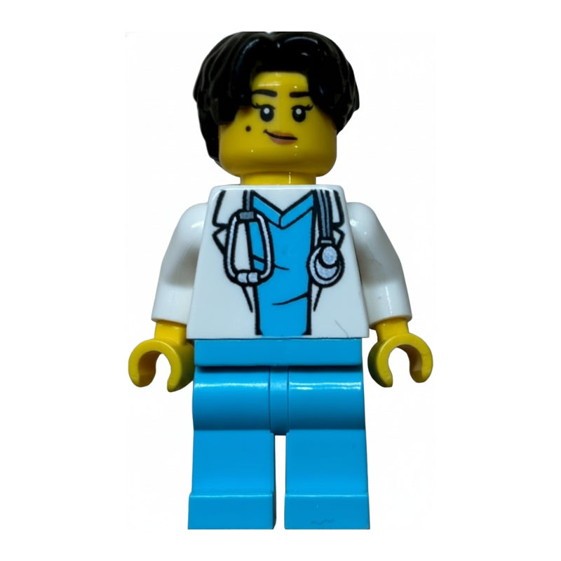 fig-016412 – Doctor, White Lab Coat, Medium Azure Legs, Black Hair