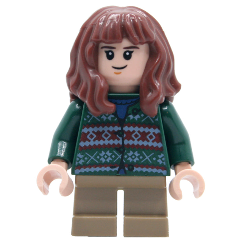 fig-016473 – Hermione Granger, Dark Green Sweater, Short Dark Tan Legs