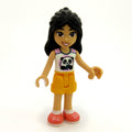 fig-016476 – Liann - White Shirt with Panda, Bright Light Orange Shorts