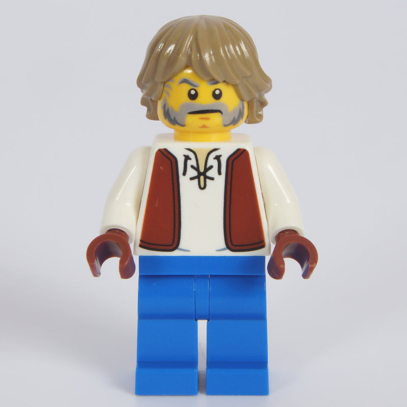 fig-016599 – Villager, Man, Dark Brown Vest, Blue Legs, Dark Tan Hair